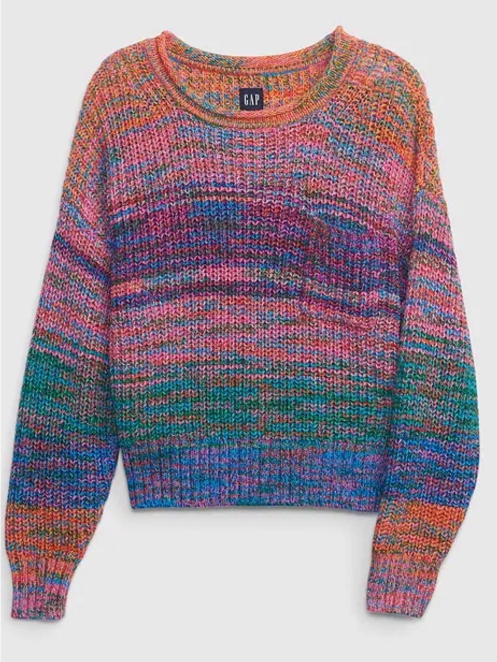 GAP Rainbow Marled Crewneck Sweater in Pink, Blue, Green & Orange